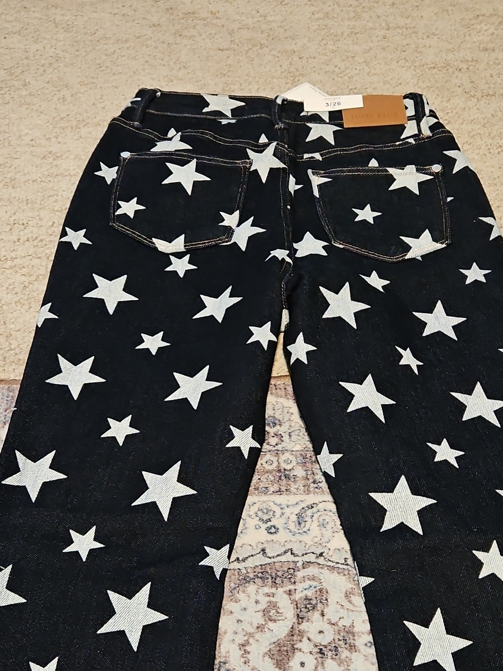 Judy Blue Dark Denim Star-Print Flare Jeans - Picture 6 of 12